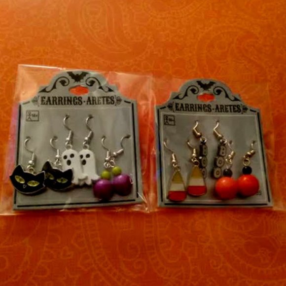 HAUNT COUTURE HALLOWEEN 6pc MAGIC BLACK CAT/CANDY CORN/GHOST/BOO EARRINGS**NEW! - Picture 5 of 8